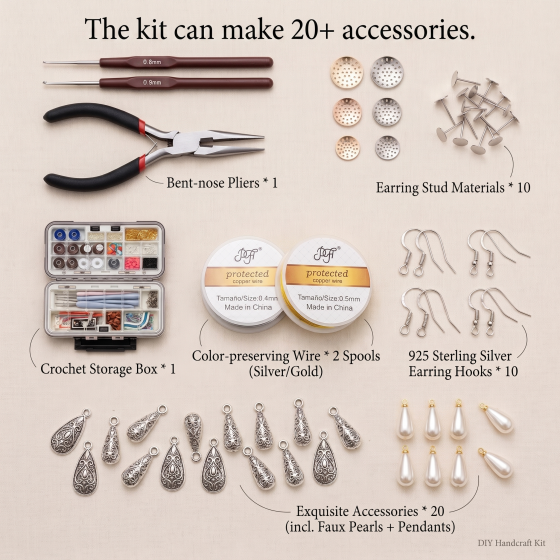 Color‑Fast Copper Wire Crochet Kit – Wire, Tools & Findings Included – Make Your Own Accessories