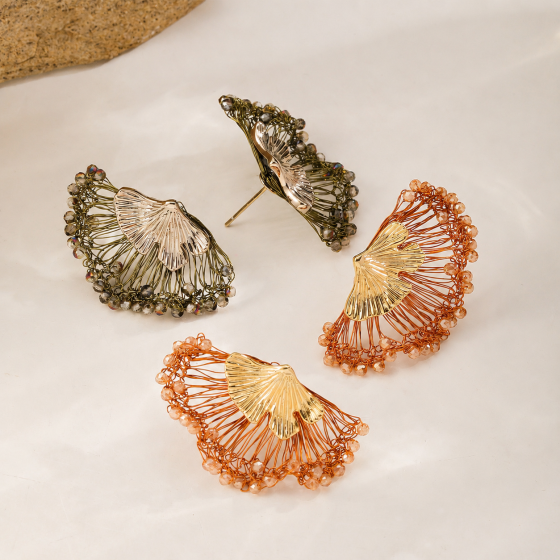 Handmade Copper Wire Filigree Marigold Earrings