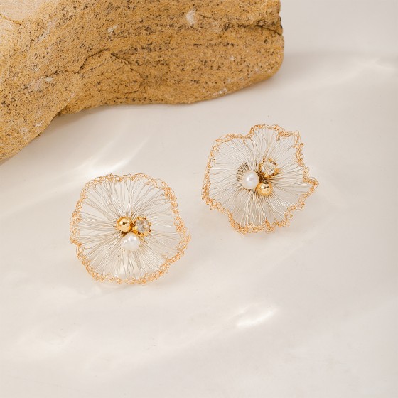 Handwoven Copper Wire Floral Earrings – Original Luxe