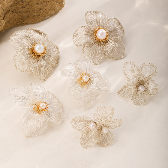 Handwoven Copper Wire Floral Earrings – Resort Style